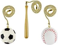 3 piece sport fan pull chain ⚽️ set: soccer ball, baseball, and baseball bat - fa100 логотип