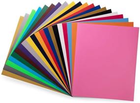 img 4 attached to 🎨 20-Pack PU HTV Vinyl Bundle - 20 Assorted Colors - 12"x 10" Sheets - Iron On Heat Transfer Vinyl for Cricut & Silhouette Cameo - Easy to Cut & Weed Adhesive Vinyl for DIY T-Shirts and Clothes