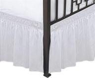 🛏️ biscaynebay queen bed wrap around skirts: 18" drop, white elastic dust ruffles, wrinkle & fade resistant, silky luxurious fabric, machine washable logo