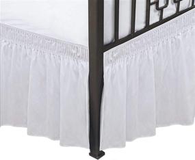 img 4 attached to 🛏️ Biscaynebay Queen Bed Wrap Around Skirts: 18" Drop, White Elastic Dust Ruffles, Wrinkle & Fade Resistant, Silky Luxurious Fabric, Machine Washable