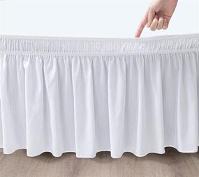 img 1 attached to 🛏️ Biscaynebay Queen Bed Wrap Around Skirts: 18" Drop, White Elastic Dust Ruffles, Wrinkle & Fade Resistant, Silky Luxurious Fabric, Machine Washable