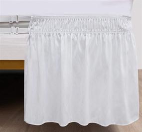 img 2 attached to 🛏️ Biscaynebay Queen Bed Wrap Around Skirts: 18" Drop, White Elastic Dust Ruffles, Wrinkle & Fade Resistant, Silky Luxurious Fabric, Machine Washable