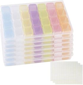 img 4 attached to 🧵 Tosnail 6 Pack 28 Grids Plastic Craft Organizer Case with 588 Pieces Stickers - Perfect for Sewing, Crafting, Beading, Nail Art Rhinestones, Jewelry, Diamond Embroidery Storage