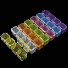 img 1 attached to 🧵 Tosnail 6 Pack 28 Grids Plastic Craft Organizer Case with 588 Pieces Stickers - Perfect for Sewing, Crafting, Beading, Nail Art Rhinestones, Jewelry, Diamond Embroidery Storage