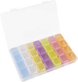 img 3 attached to 🧵 Tosnail 6 Pack 28 Grids Plastic Craft Organizer Case with 588 Pieces Stickers - Perfect for Sewing, Crafting, Beading, Nail Art Rhinestones, Jewelry, Diamond Embroidery Storage