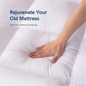 img 1 attached to ELEMUSE Queen Cooling Mattress Topper: Ultimate Back Pain Relief with Extra Thick Plush Pillowtop and Deep Pocket - Overfilled Down Alternative Filling for a Hotel-Feel Experience
