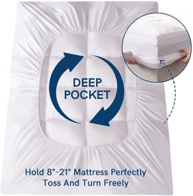 img 2 attached to ELEMUSE Queen Cooling Mattress Topper: Ultimate Back Pain Relief with Extra Thick Plush Pillowtop and Deep Pocket - Overfilled Down Alternative Filling for a Hotel-Feel Experience