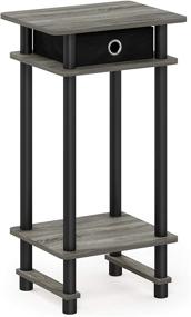 img 4 attached to 🌳 Functional and Stylish FURINNO Turn-N-Tube Tall End Table in French Oak Grey/Black/Black"