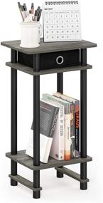 img 1 attached to 🌳 Functional and Stylish FURINNO Turn-N-Tube Tall End Table in French Oak Grey/Black/Black"