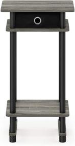 img 2 attached to 🌳 Functional and Stylish FURINNO Turn-N-Tube Tall End Table in French Oak Grey/Black/Black"