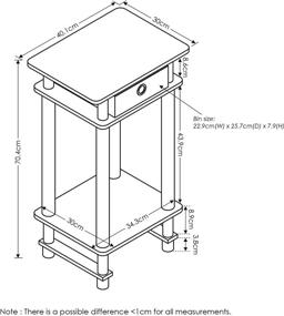 img 3 attached to 🌳 Functional and Stylish FURINNO Turn-N-Tube Tall End Table in French Oak Grey/Black/Black"