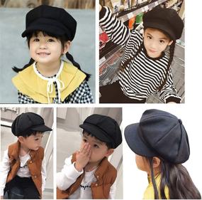 img 2 attached to Warm and Stylish Kids Winter Newsboy Caps – Wool Flat Beret Cabbie Hats for Toddlers, Ages 2 to 7