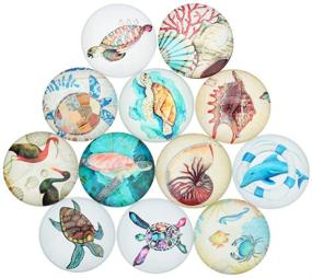 img 3 attached to 🐠 20-pack Sea Animal Print Round Glass Dome Cabochons Tiles for DIY Photo Jewelry Making, Cameo Pendants, Handcrafts, Rings, Necklaces (14mm)