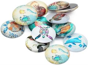 img 2 attached to 🐠 20-pack Sea Animal Print Round Glass Dome Cabochons Tiles for DIY Photo Jewelry Making, Cameo Pendants, Handcrafts, Rings, Necklaces (14mm)