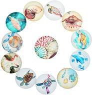 🐠 20-pack sea animal print round glass dome cabochons tiles for diy photo jewelry making, cameo pendants, handcrafts, rings, necklaces (14mm) logo