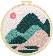 🧵 punch needle embroidery starter kit: beginner's hooking kit with instructions and landscape pattern (mountain 2) logo