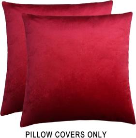 img 1 attached to 2-Pack Red Wine Velvet Christmas Throw Pillow Covers - 🍷 18x18 Soft Square Decorative Cushion Cases for Home Sofa Bed Decor