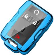 tukellen for chevrolet key fob cover soft tpu full protection key shell key case compatible with chevrolet chevy silverado suburban tahoe colorado gmc sierra yukon canyon 4-6 buttons-blue logo