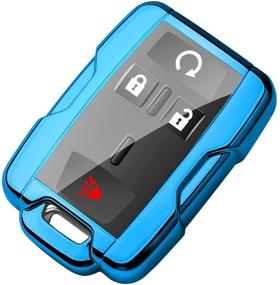 img 4 attached to Tukellen для Chevrolet Key Fob Cover Soft TPU Full Protection Key Shell Key Case Совместимость с Chevrolet Chevy Silverado Suburban Tahoe Colorado GMC Sierra Yukon Canyon 4-6 Buttons-Blue