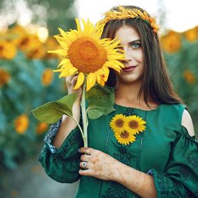 img 2 attached to Sunflower Iron on Patch - Vibrant Flower Patches for Clothes - Stylish and Embroidered Sunflower Patch