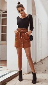 img 3 attached to 👗 Stylish and Trendy Women's Paperbag High Waist Corduroy Mini Skirt - With Belt!