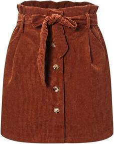 img 2 attached to 👗 Stylish and Trendy Women's Paperbag High Waist Corduroy Mini Skirt - With Belt!