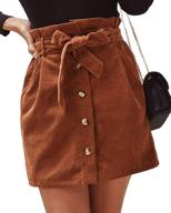 👗 stylish and trendy women's paperbag high waist corduroy mini skirt - with belt! logo