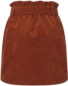 img 1 attached to 👗 Stylish and Trendy Women's Paperbag High Waist Corduroy Mini Skirt - With Belt!