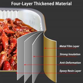 img 1 attached to 🍽️ Превосходные алюминиевые формочки с крышками (1000 мл), усиленная прочность одноразовых формочек для выпечки, портативные контейнеры для барбекю, приготовления пищи, замораживания, приготовления пищи заранее (10 комплектов)