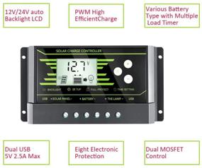 img 3 attached to 🌞 Эффективный солнечный контроллер заряда: контроллер батареи для солнечных панелей PowMr 20A с двумя USB-портами, ЖК-дисплеем, настройкой таймера и регулируемыми параметрами.