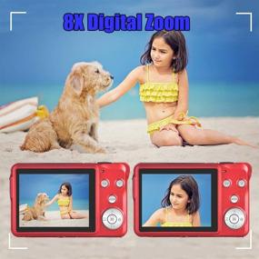 img 2 attached to 📷 Красная компактная цифровая камера с разрешением 30МП, 2,7-дюймовым ЖК-экраном, 8-кратным зумом, аккумулятором, в комплекте с картой памяти SD на 32 ГБ - идеальное решение для взрослых, пенсионеров, студентов и детей.