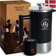 кофеварка-пресс barvivo barista french press - идеальное решение для заваривания с портативным хранениям - наслаждайтесь своим идеальным чашкой кофе или чая с черным изоляционным нержавеющим стальным корпусом (объемом 34 унции) логотип