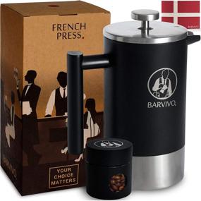 img 4 attached to Кофеварка-пресс BARVIVO Barista French Press - идеальное решение для заваривания с портативным хранениям - наслаждайтесь своим идеальным чашкой кофе или чая с черным изоляционным нержавеющим стальным корпусом (объемом 34 унции)