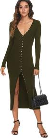 img 1 attached to 👗 CMZ2005 Women's Button Down Long Sleeve Cardigan Outerwear Sweater Dress Bodycon Party Maxi Dress 6088: Effortless Elegance and Grace for Any Occasion