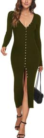 img 3 attached to 👗 CMZ2005 Women's Button Down Long Sleeve Cardigan Outerwear Sweater Dress Bodycon Party Maxi Dress 6088: Effortless Elegance and Grace for Any Occasion