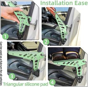 img 1 attached to CONDOLD Car Door Step: Foldable Roof Rack Doorstep Hook Accessories with Safety Hammer Function - Max Load 440 lbs (Green)