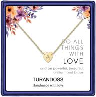 💖 charming turandoss tiny initial heart necklace: perfect girls' jewelry logo