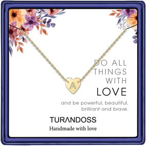 img 4 attached to 💖 Charming Turandoss Tiny Initial Heart Necklace: Perfect Girls' Jewelry