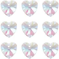 💎 pandhall 100pcs ab color plated crystal glass heart beads hanging pendants - ideal for bracelet making - size 14x8x1mm / 0.55"x0.31"x0.04 logo