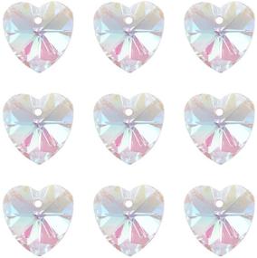 img 4 attached to 💎 Pandhall 100Pcs AB Color Plated Crystal Glass Heart Beads Hanging Pendants - Ideal for Bracelet Making - Size 14x8x1mm / 0.55"x0.31"x0.04