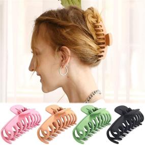img 3 attached to 💇 TOCESS Large Hair Claw Clips 4 Inch - Nonslip Claw Clip for Women with Thin & Thick Hair - 90's Style Strong Hold Hair Clips - 4 Colors - Pack of 4