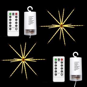 img 4 attached to 🎆 Enchanting Firework Lights for Party Wedding Patio Garden: 2 Packs Starburst String Lights with Remote, 8 Lighting Modes, Battery Operated LED Fairy Lights