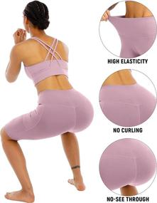 img 1 attached to 🩲 WHOUARE 4 Pack Biker Yoga Shorts with Pockets: Women's High Waisted Tummy Control Workout Shorts