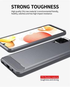 img 2 attached to Samsung A12 Case with HD Screen Protector: Gray Brushed TPU Cover for Galaxy A12 - Shock-Absorption & Soft Rubber Protective Case