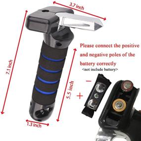 img 3 attached to 🚗 Portable 4-in-1 Vehicle Support Handle: Car Assist Handle with LED Flashlight, Seatbelt Cutter & Window Breaker – Black Blue