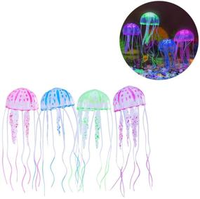 img 3 attached to 🐠 UEETEK Set of 4 Glowing Artificial Jellyfish for Fish Tank Aquarium Decoration - Green, Pink, Blue, Purple