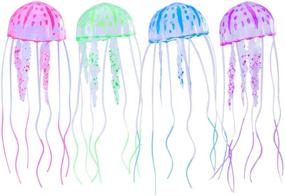 img 4 attached to 🐠 UEETEK Set of 4 Glowing Artificial Jellyfish for Fish Tank Aquarium Decoration - Green, Pink, Blue, Purple