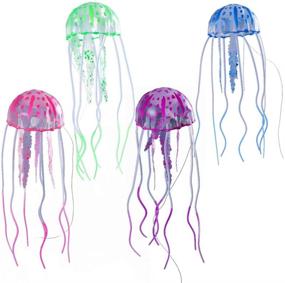 img 1 attached to 🐠 UEETEK Set of 4 Glowing Artificial Jellyfish for Fish Tank Aquarium Decoration - Green, Pink, Blue, Purple