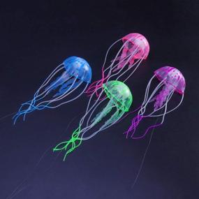 img 2 attached to 🐠 UEETEK Set of 4 Glowing Artificial Jellyfish for Fish Tank Aquarium Decoration - Green, Pink, Blue, Purple