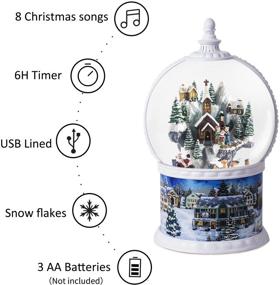 img 1 attached to 🎁 Exquisite Snow Globes with Music Box: Enjoy 8 Festive Songs, Glittery Xmas Lights, and Timer Function - An Ideal Christmas Birthday Luxury Gift!